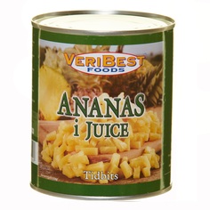 Ananas i stykker i juice (drænet vægt 490 g)