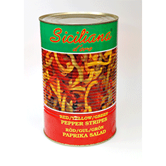 Paprika strimler i 3 farver (drænet vægt 2300 g)