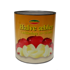 Æbler, halve i sukkerlage (drænet vægt 1368 g)