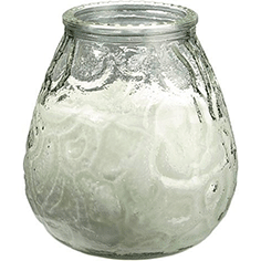 Lysbowle klar glas, hvid lys (Brændetid 60 timer)