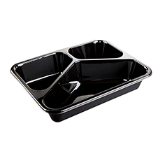 Plastbakke t/ovn CPET 3-rum 2227 sort 1025 ml