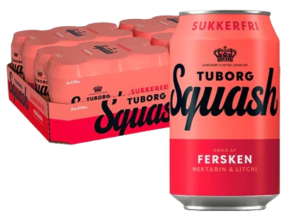 TUBORG SQUASH FERSKEN, SUKKERFRI, 24x33cl