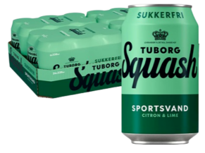 TUBORG SQUASH SPORTSVAND, SUKKERFRI, 24x33cl